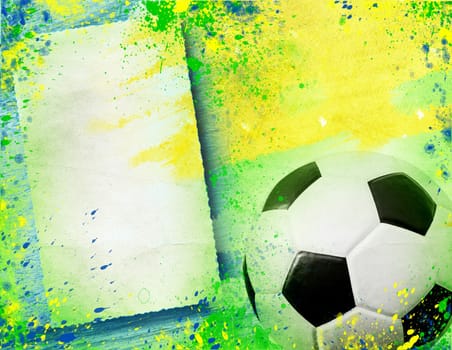 Vintage photo of Brazil flag and soccer ball