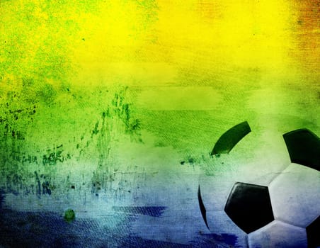 Vintage photo of Brazil flag and soccer ball