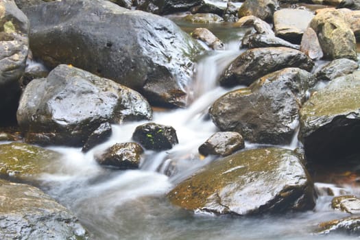 Nature waterfall in deep forest, in national park Thailand