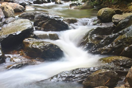 Nature waterfall in deep forest, in national park Thailand