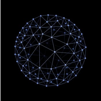 Internet web envelopes sphere on the black background