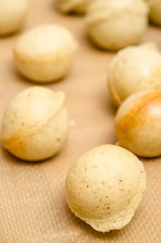Baked dough for cake pops in portrait format