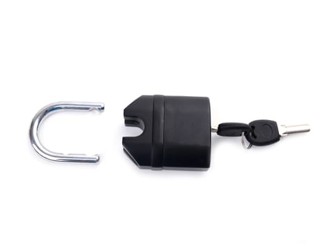 padlock with key isolated on white background