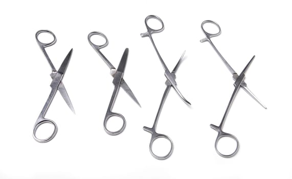 Surgical instruments isolated on white background