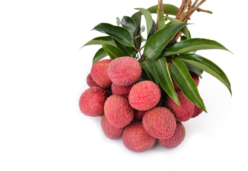 Fresh lychees isolated on white background