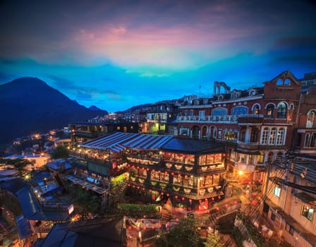 New Taipei City, Taiwan - June 30, 2014: Hillside teahouses in Jiufen, Taiwan.