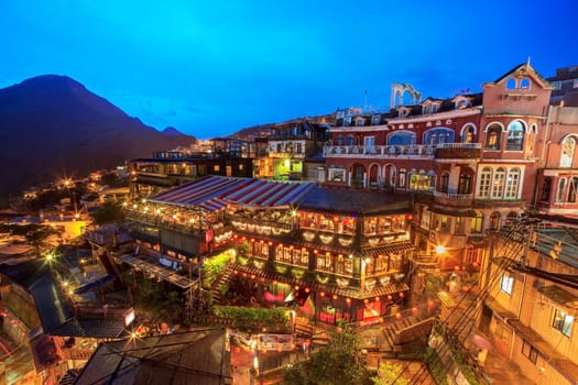New Taipei City, Taiwan - June 30, 2014: Hillside teahouses in Jiufen, Taiwan.