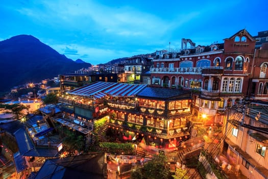 New Taipei City, Taiwan - June 30, 2014: Hillside teahouses in Jiufen, Taiwan.