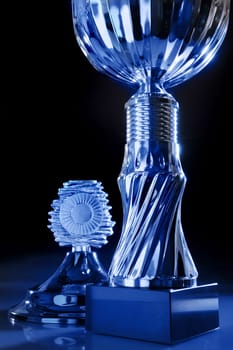 Detailed view of a chrome-plated cup in a special light
