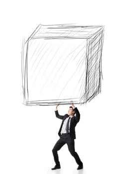 Concept of stress, Asian business man holding stress.