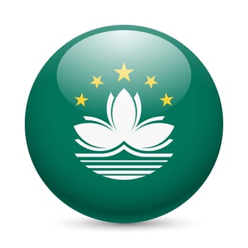 Flag of Macau as round glossy icon. Button with flag design