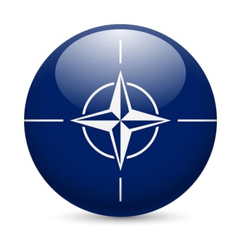 Flag of NATO as round glossy icon. Button with flag design