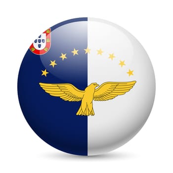 Flag of Azores as round glossy icon. Button with flag design
