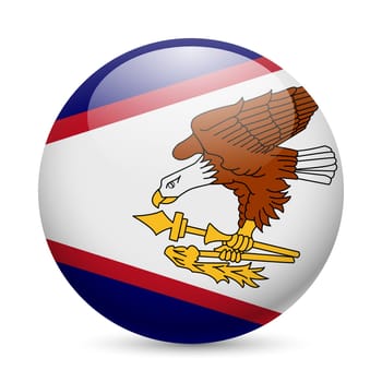 Flag of American Samoa as round glossy icon. Button with flag design