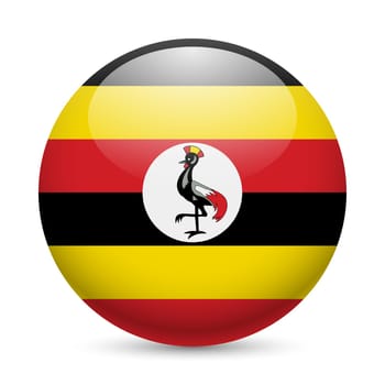 Flag of Uganda as round glossy icon. Button with Ugandan flag