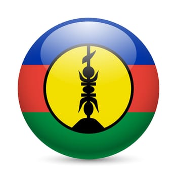 Flag of New Caledonia as round glossy icon. Button with flag design