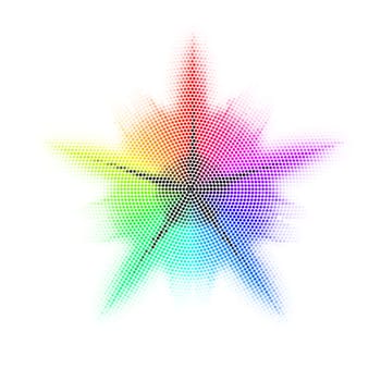 Different colored mosaic with five rays. Rainbow.