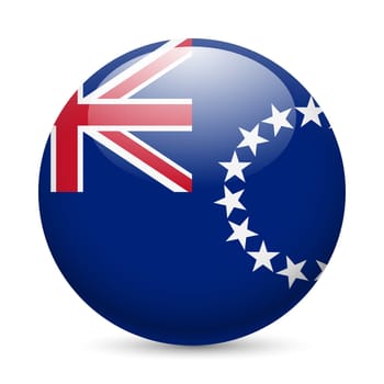 Flag of Cook Islands as round glossy icon. Button with flag design