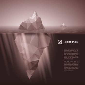 Dark grey iceberg drifting in the sea.