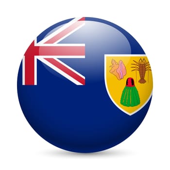 Flag of Turks and Caicos Islands as round glossy icon. Button with flag design