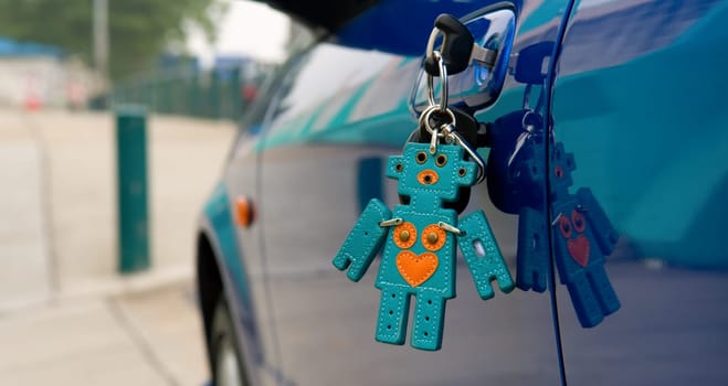 Close up of car key in lock