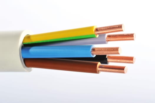 Macro detail of a stripped power cable