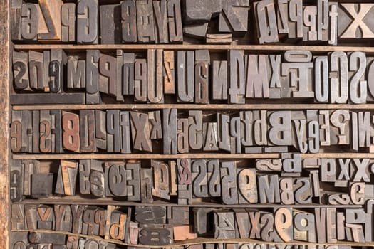 Collection of various wood type letters for printing