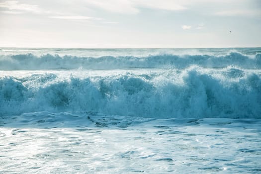 Beautiful surf in the early morning with waves coming in