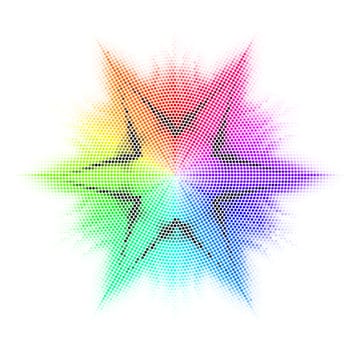 Star is made of different colored mosaic.