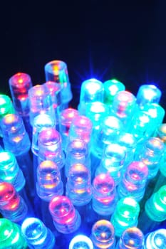 Macrodetail of some colored LEDs in blue light