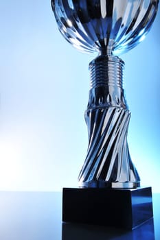 Detailed view of a chrome-plated cup in a special light