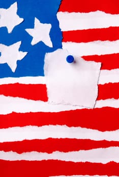 American Flag as a Paper Background with a Notice Lap with Copyspace on it