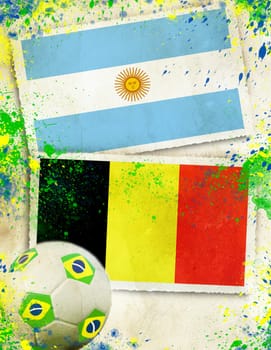 Argentina vs Belgium soccer ball concept