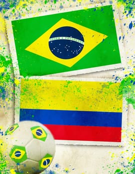 Brazil vs Colombia soccer ball concept