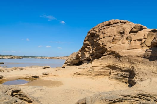 Sam Pan Bok, The Amazing of Rock shape in Mekong River during summer season, Ubon Ratchathani, Thailand.