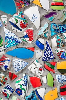 wall made of colorful shards in istanbul