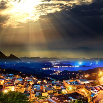 The seaside mountain town scenery in Jiufen, Taiwan