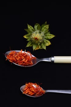 Saffron Flower Spice On a Black Background