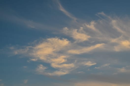 Cloudscape, Colored Clouds at Sunset near the Ocean
