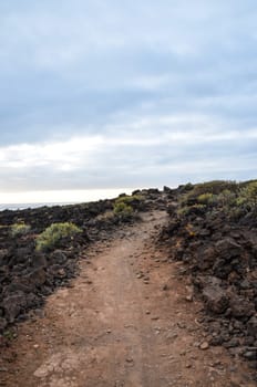 Dirt Road through the Desert in Tenerife Island Spain