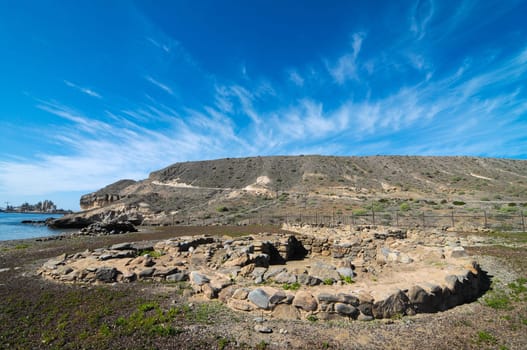 Archeology Site with Round Stones in Canary Islands