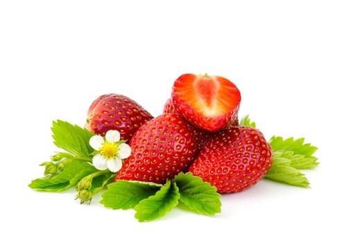 fresh strawberries on white background