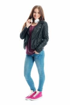 Young girl with headphones
