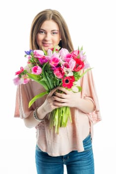 Young girl with bouquet