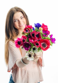 Young girl with bouquet