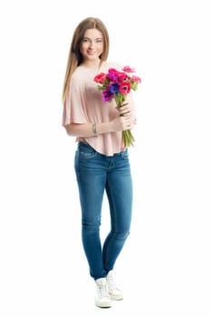 Young girl with bouquet