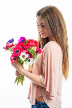 Young girl with bouquet