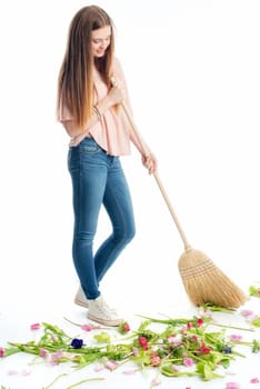 Sweeping flowers together