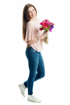 Young girl with bouquet