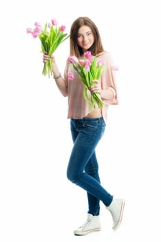 Young girl with bouquet